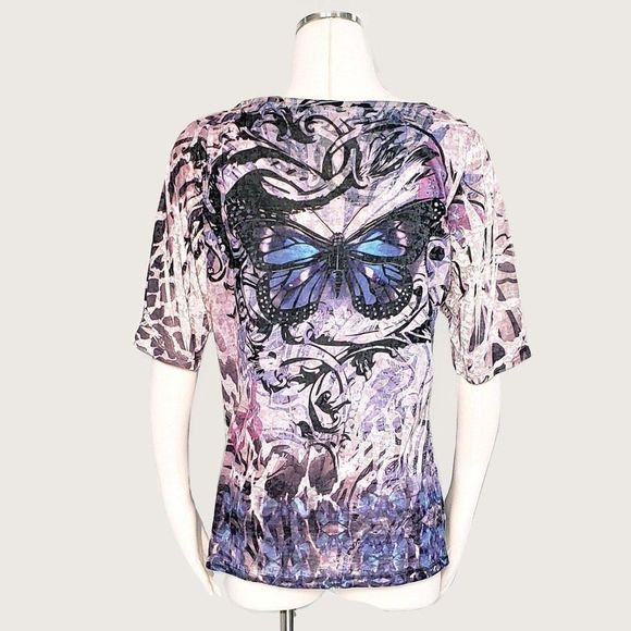 Apt. 9 Beaded Butterfly Tee NWOT - Picture 4 of 6